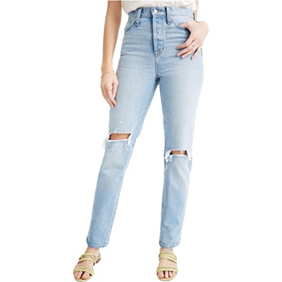 NWT MADEWELL CLASSIC STRAIGHT DISTRESS RIP JEANS